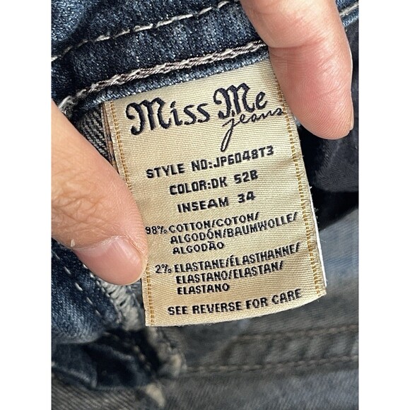 Miss Me Style JP6048T3 Straight Chain Studs Fleet De Lis Blue Jeans Size 30 - Picture 10 of 14